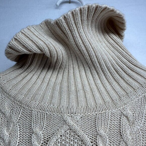 Croft & Barrow Womens Cable Knit Fisherman Turtleneck Sweater Size M Ivory Cream - Picture 4 of 10